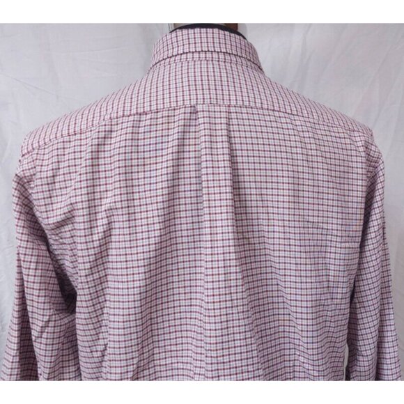 LL Bean Mens 16.5-33 Red Plaid Single Needle Tailoring Button Down Soft Shirt - Picture 8 of 10